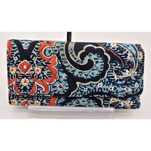 Vera Bradley Womens Fabric Wallet Paisley Pattern With Zipper & Card Slots